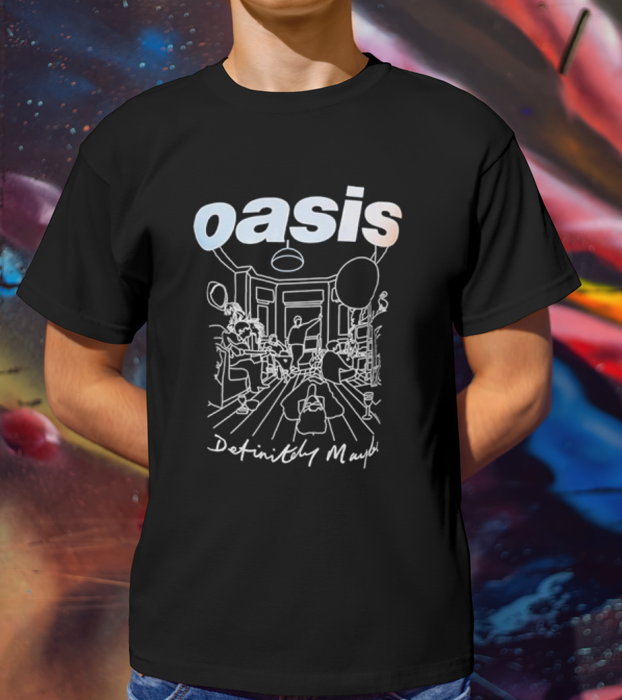 Oasis Definitely Maybe Line Drawing 90s Britpop Album T-Shirt