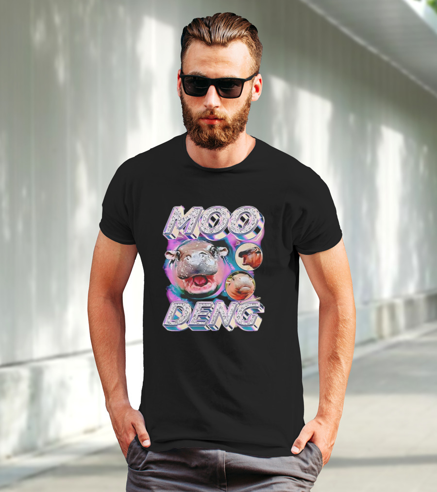 Moo Deng Colorful Hippo Pop Art Vintage Retro T-Shirt
