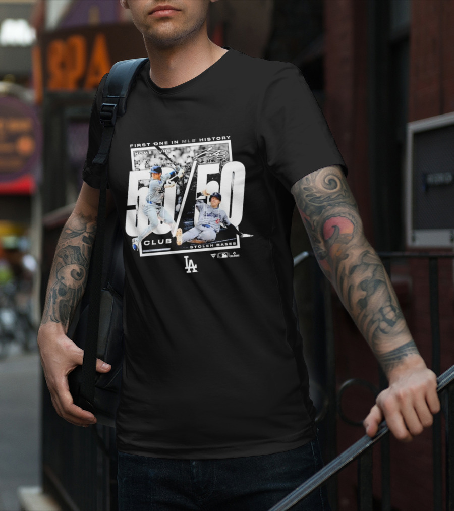 First One In MLB History 50/50 Club Home Runs Stolen Bases LA Dodgers T-Shirt