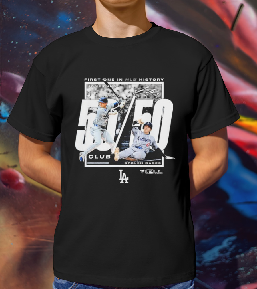 First One In MLB History 50/50 Club Home Runs Stolen Bases LA Dodgers T-Shirt