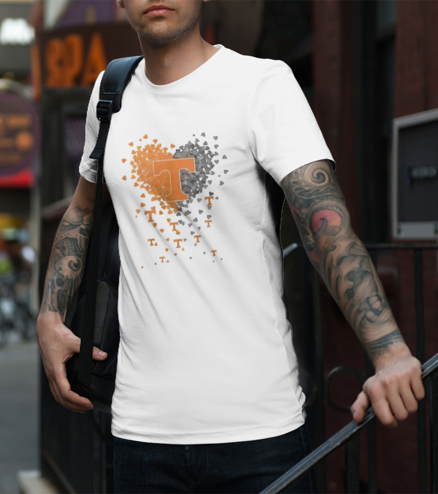 Heart Of Tennessee T With Orange And Gray Hearts T-Shirt