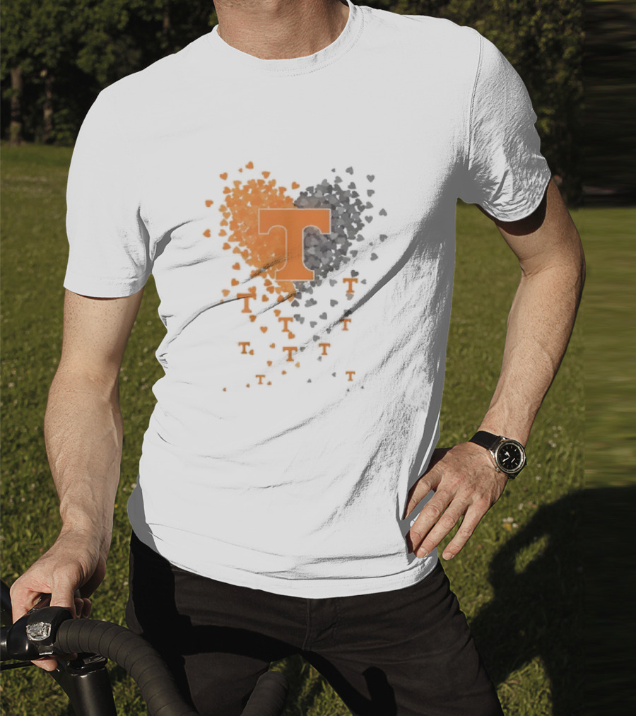 Heart Of Tennessee T With Orange And Gray Hearts T-Shirt