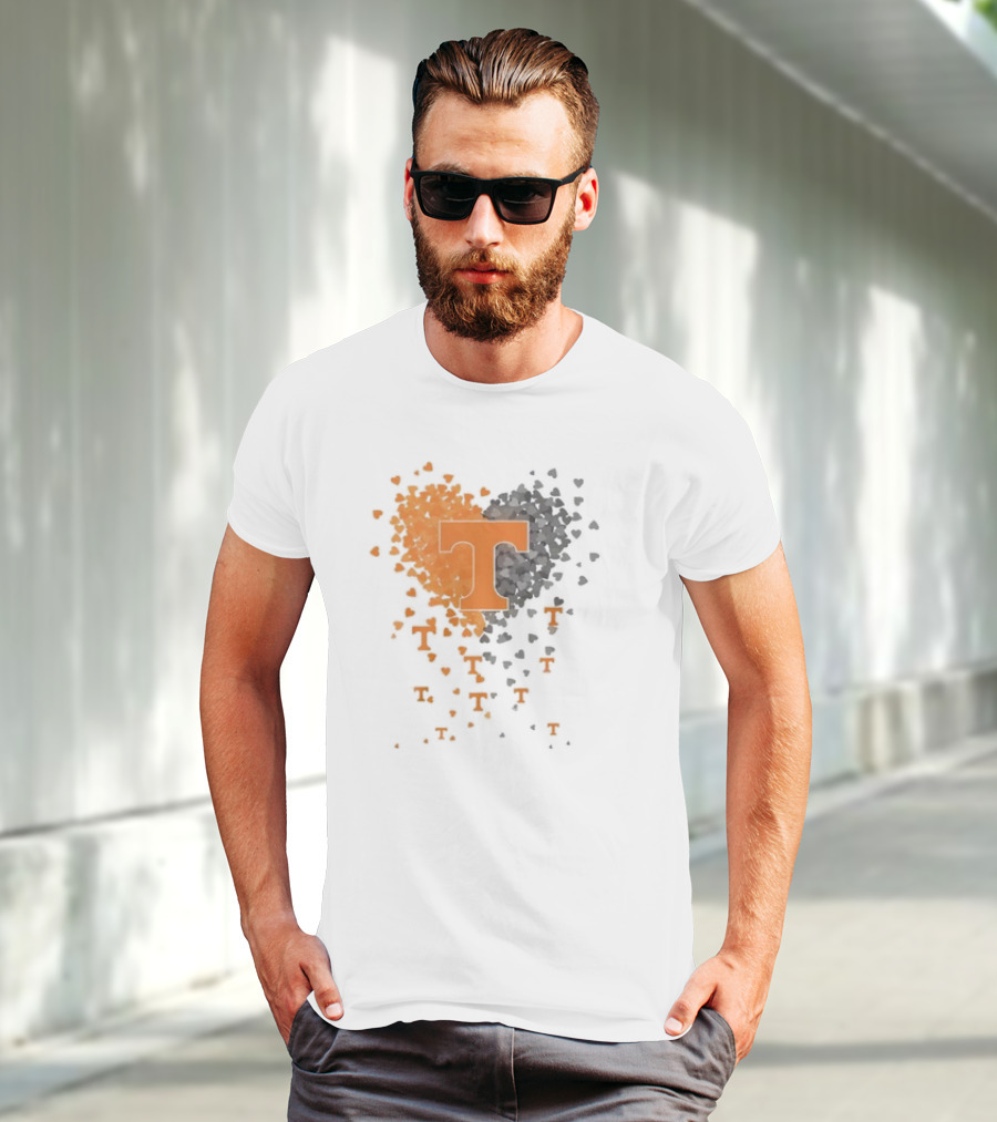 Heart Of Tennessee T With Orange And Gray Hearts T-Shirt