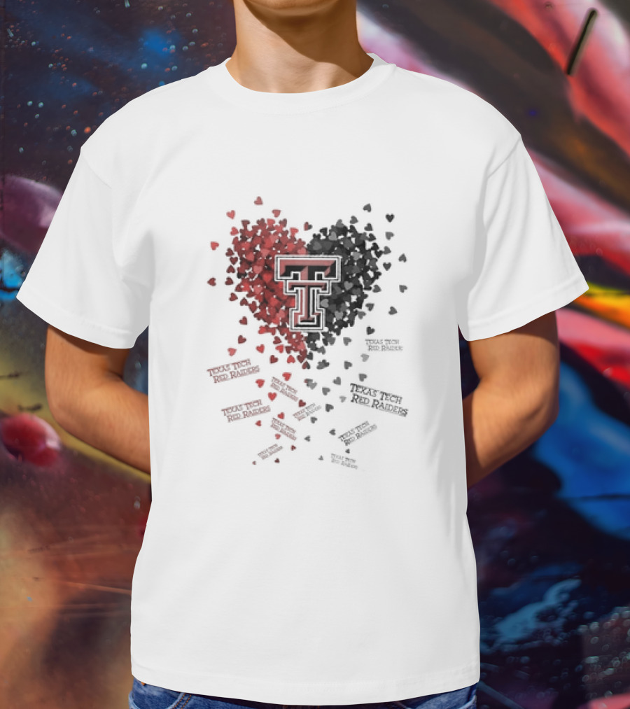 Heart Of Texas Tech Red Raiders With Iconic Double T Logo And Hearts T-Shirt