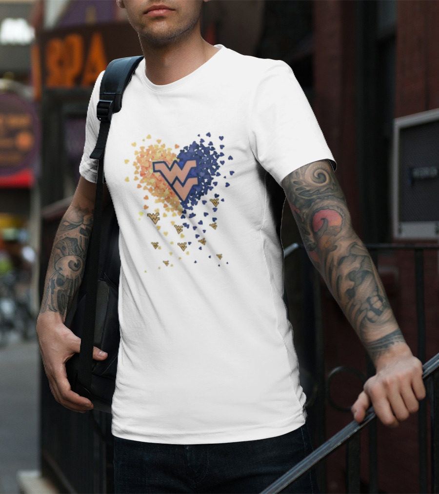 Heart Full Of West Virginia Mountaineers WV Logo And Colorful Hearts T-Shirt