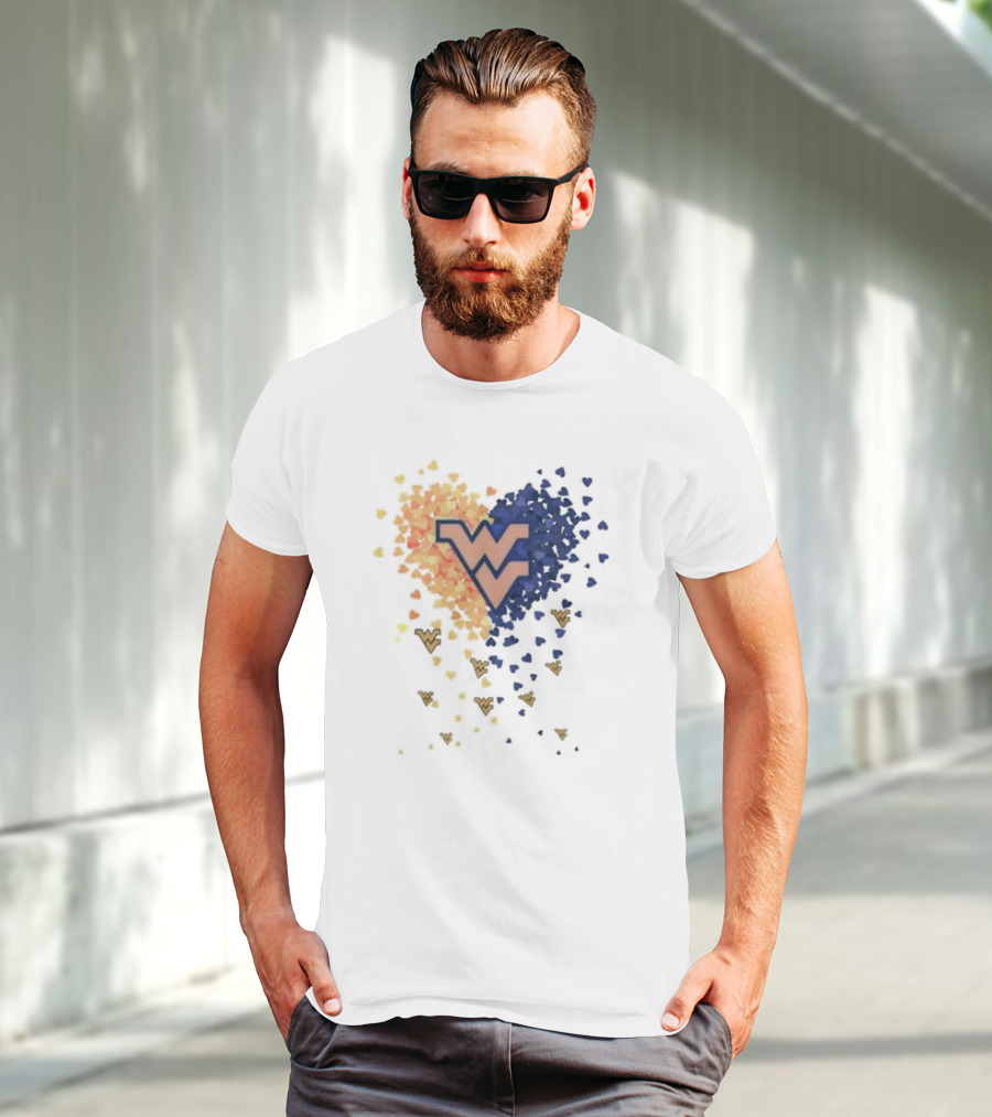 Heart Full Of West Virginia Mountaineers WV Logo And Colorful Hearts T-Shirt