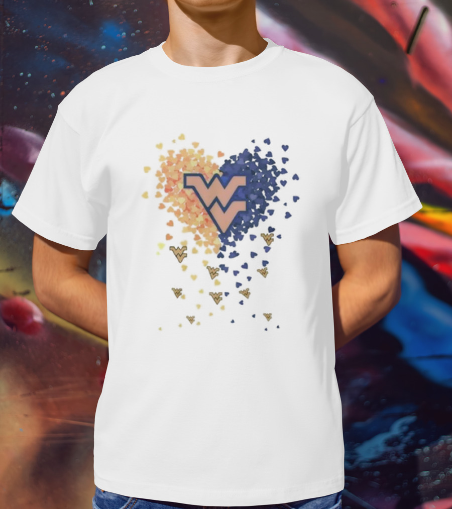 Heart Full Of West Virginia Mountaineers WV Logo And Colorful Hearts T-Shirt
