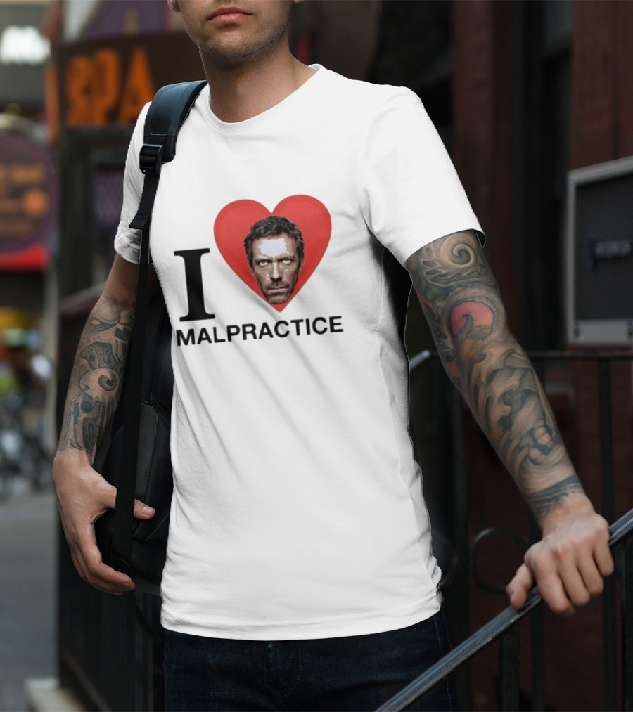I Love Malpractice House MD Face In Heart T-Shirt