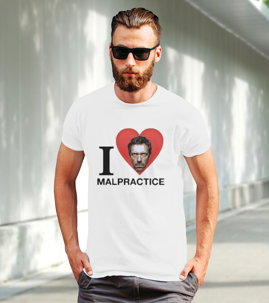 I Love Malpractice House MD Face In Heart T-Shirt