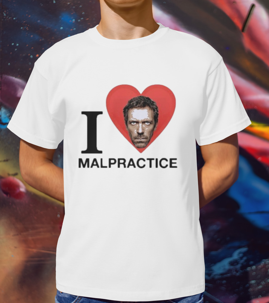 I Love Malpractice House MD Face In Heart T-Shirt