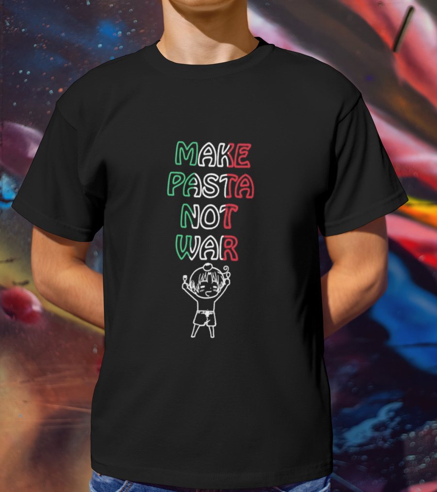 MAKE PASTA NOT WAR Funny Cartoon Character T-Shirt