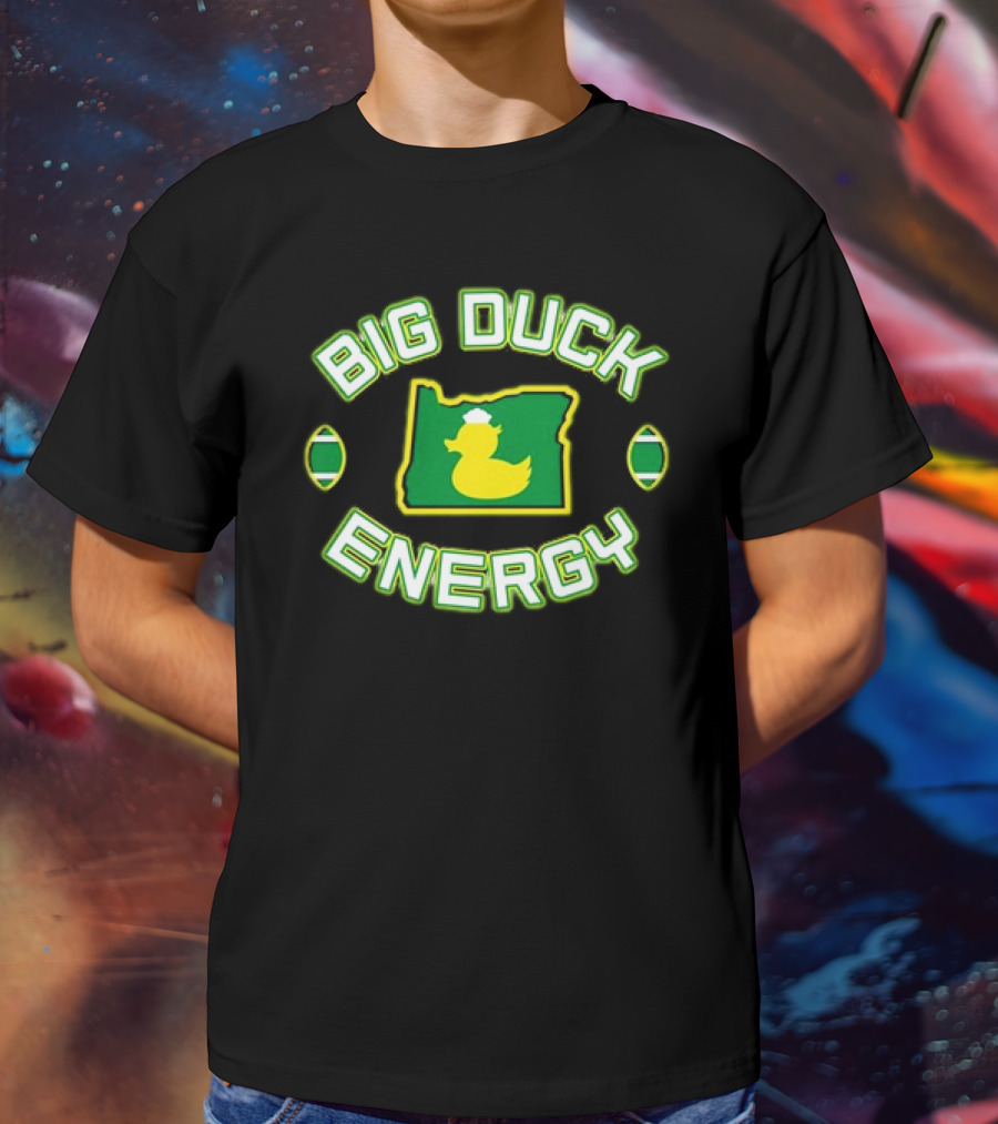 Oregon Ducks Big Duck Energy Football State Map T-Shirt