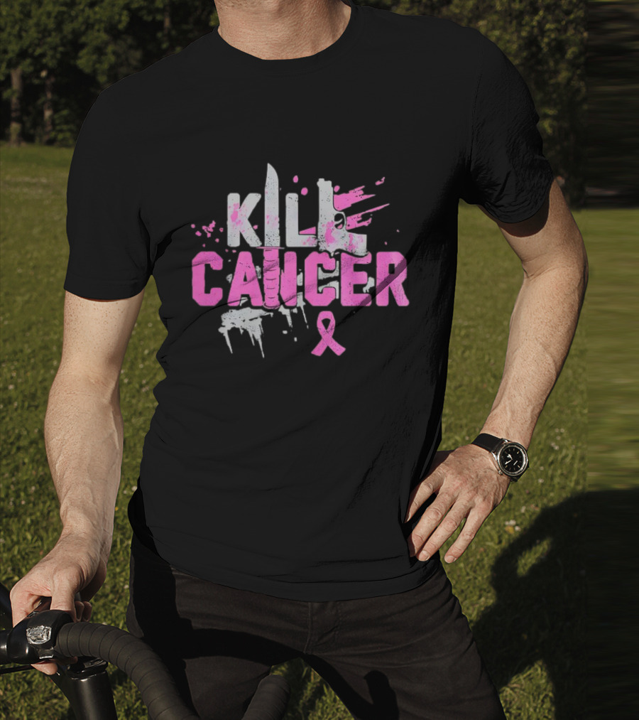 Kill Cancer Pink Ribbon Knife T-Shirt