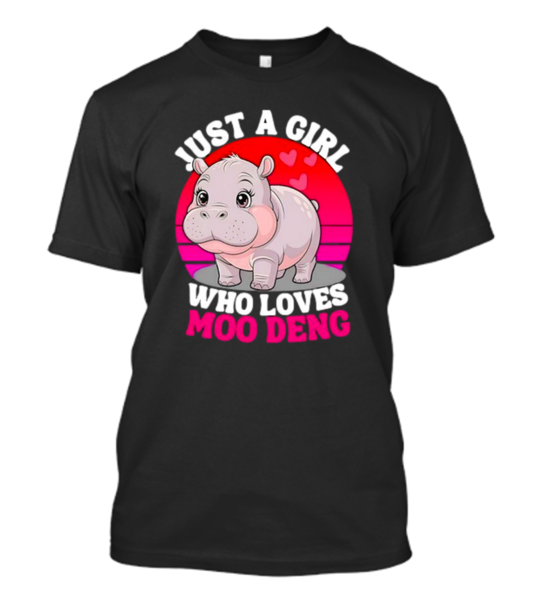 Just A Girl Who Loves Moo Deng Cute Baby Hippo Retro T-Shirt