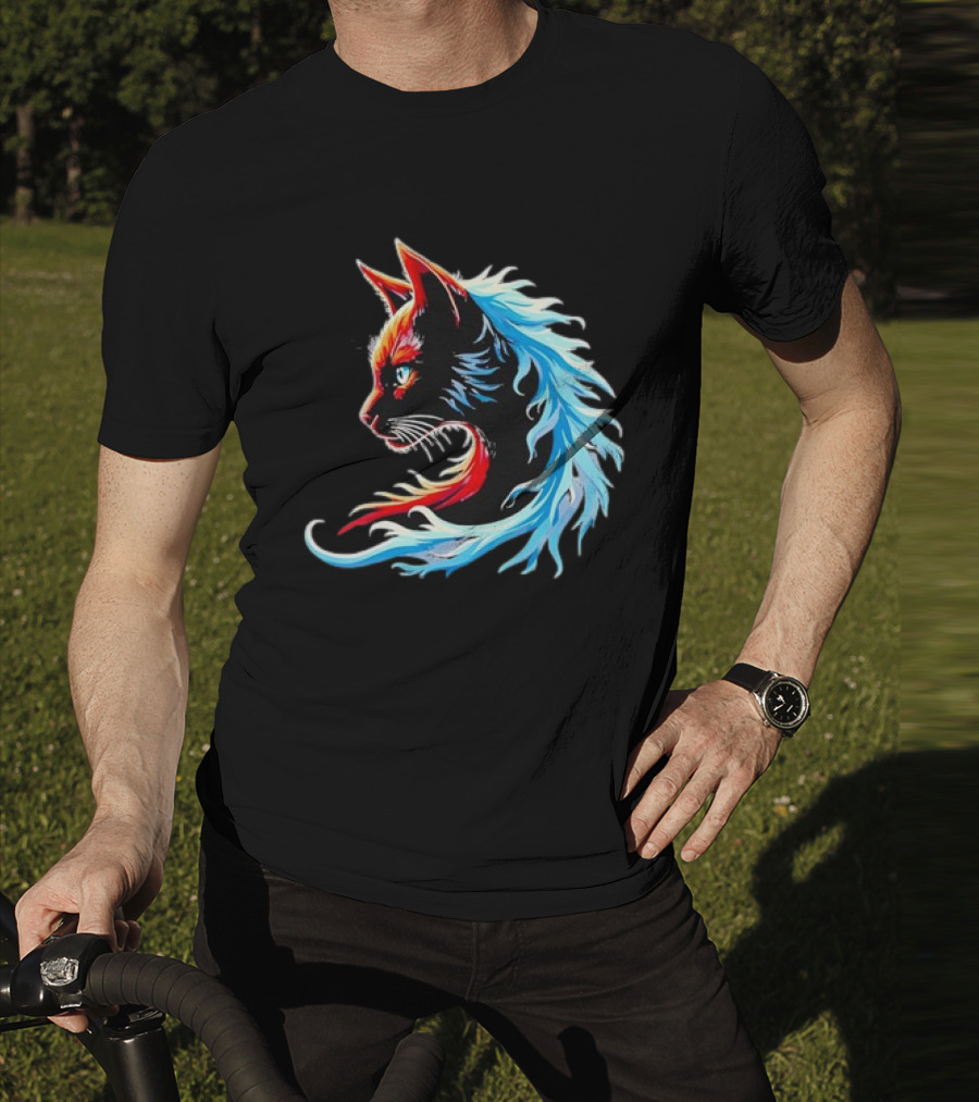 Retro Blue Cat Wave Cat Ladies Cat Lover T-Shirt