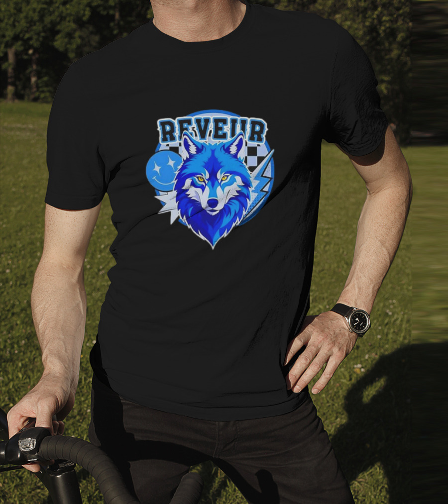 Reveur Blue Wolf Checkered Dreamers Emblem T-Shirt