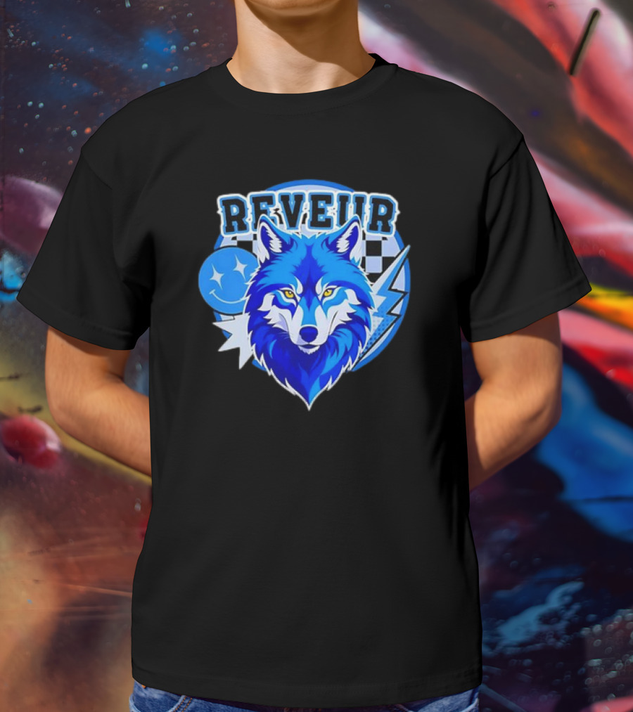 Reveur Blue Wolf Checkered Dreamers Emblem T-Shirt