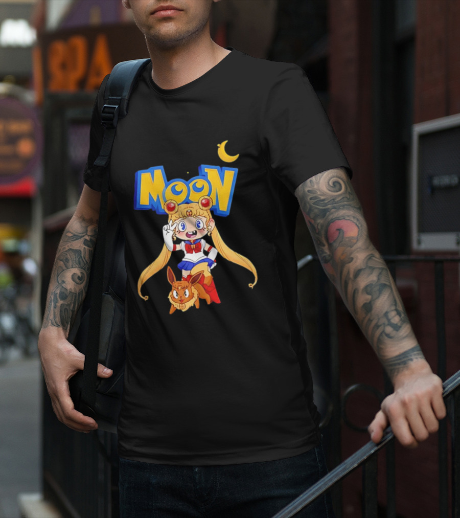 Sailor Moon Pokemon Mashup With Cartoon Sailormon And Eevee Moon T-Shirt