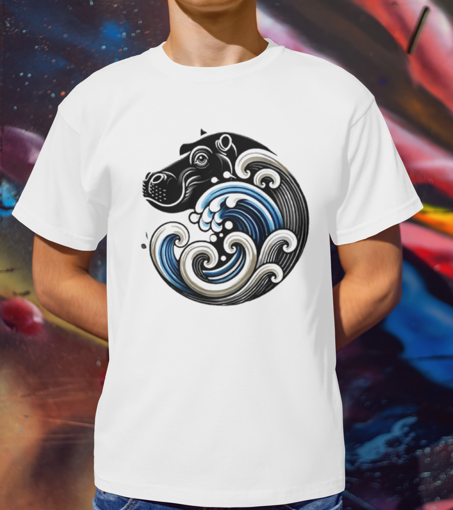 Funny Blue Wave Hippo Moo Deng T-Shirt
