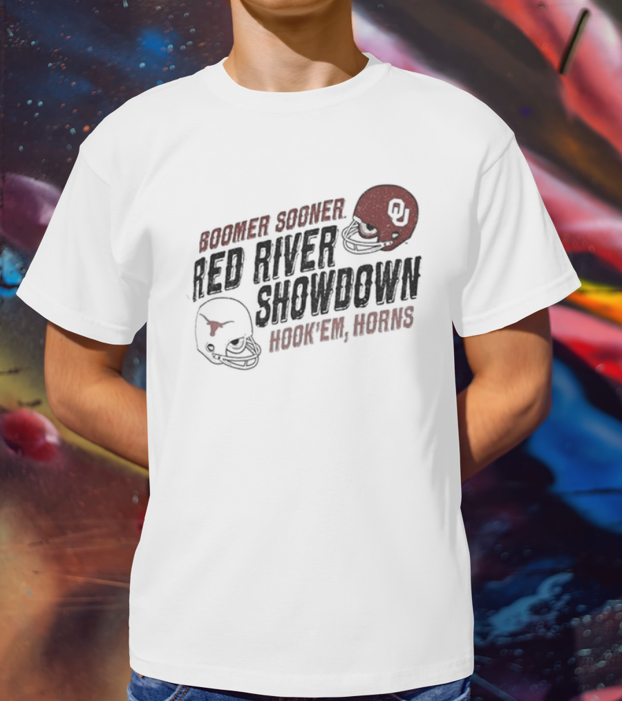 Boomer Sooner Hook 'Em Horns Red River Showdown OU Texas T-Shirt