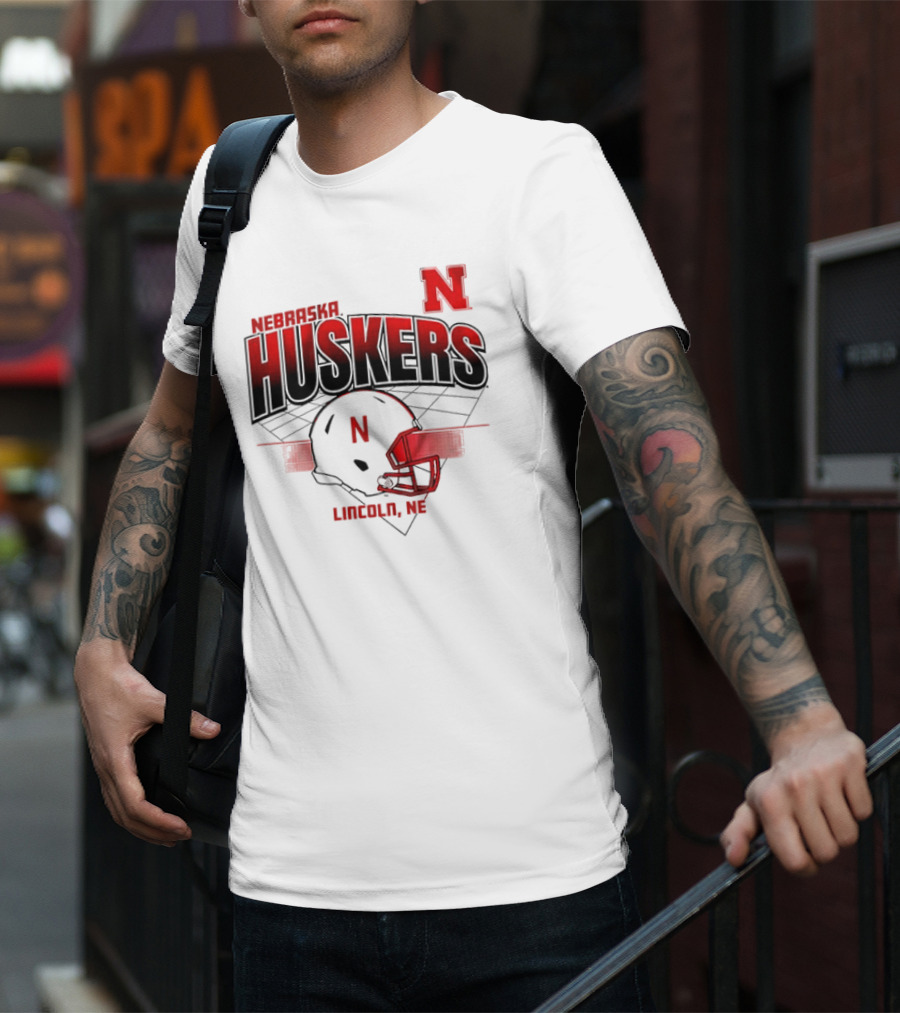 Nebraska Huskers Football Helmet Lincoln NE Grid Nebraska Licensed T-Shirt