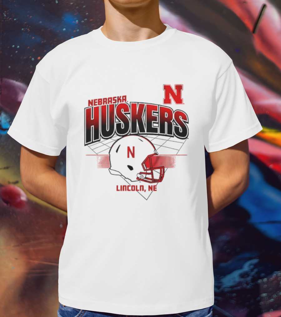 Nebraska Huskers Football Helmet Lincoln NE Grid Nebraska Licensed T-Shirt