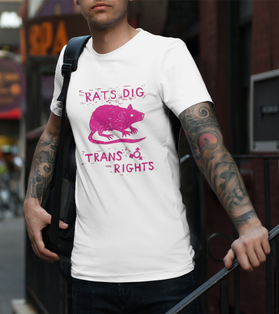 Rats Dig Trans Rights Retro Pink Rat T-Shirt