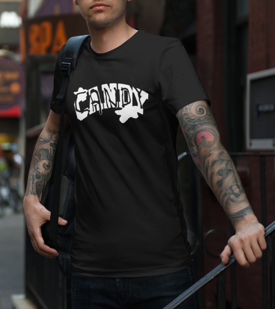 Candy Flipping Bold Distorted Text T-Shirt