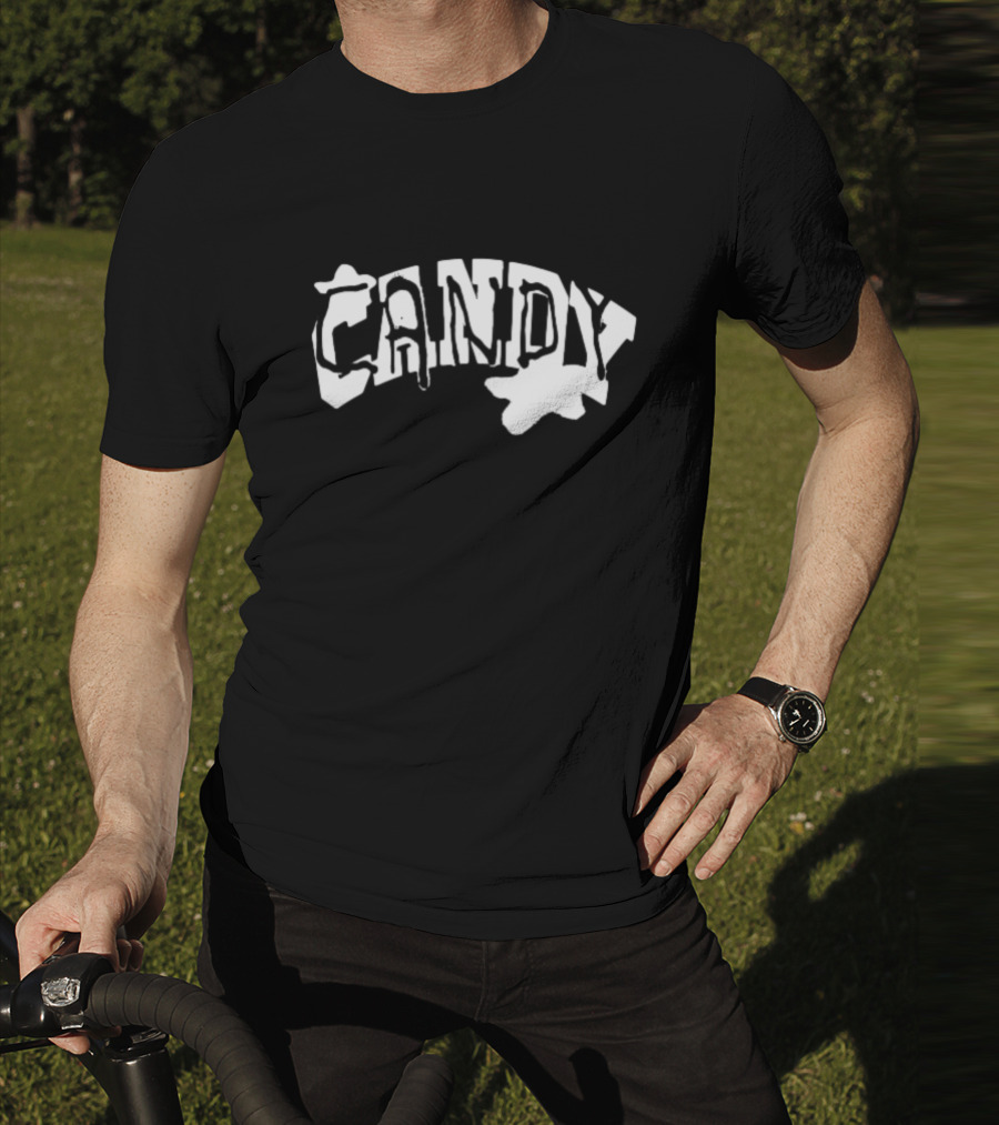 Candy Flipping Bold Distorted Text T-Shirt