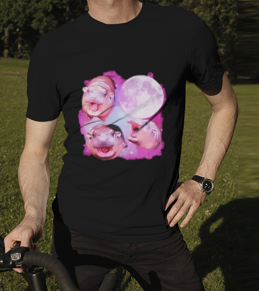 Cute Moo Deng Pink Moon Trio T-Shirt