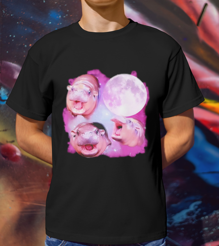 Cute Moo Deng Pink Moon Trio T-Shirt