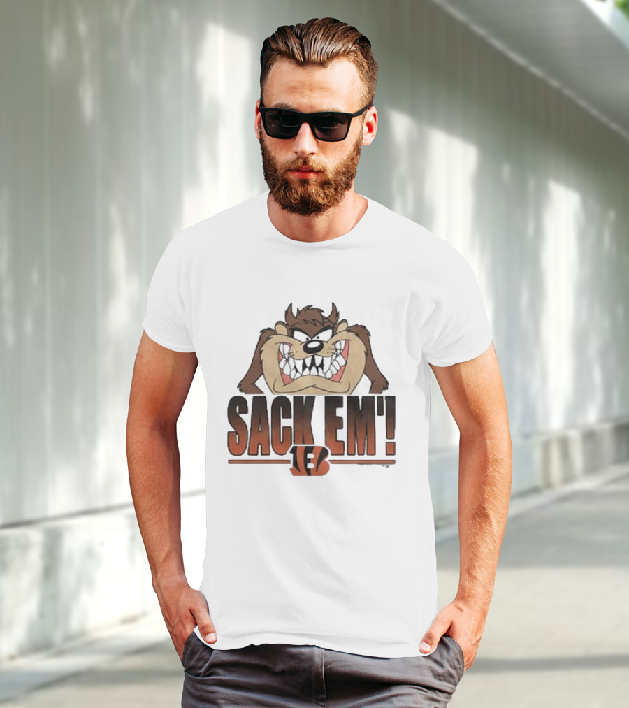 Taz Sack Em Looney Tunes Cincinnati Bengals Collaboration T-Shirt