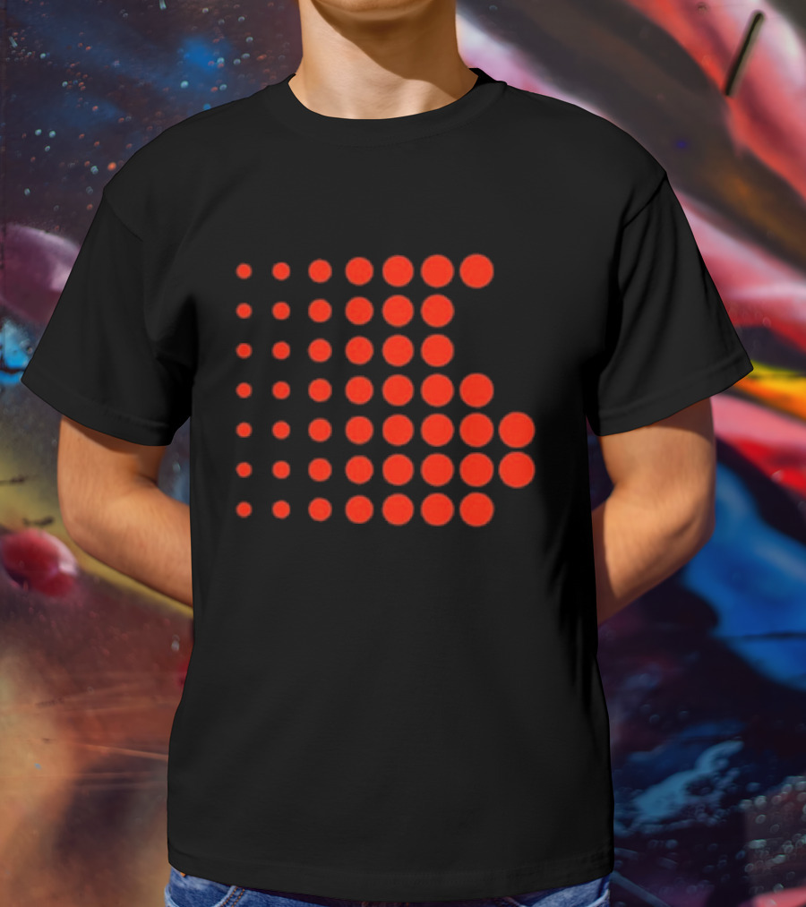 Os-0001 Tetris-Inspired Red Dot Matrix T-Shirt