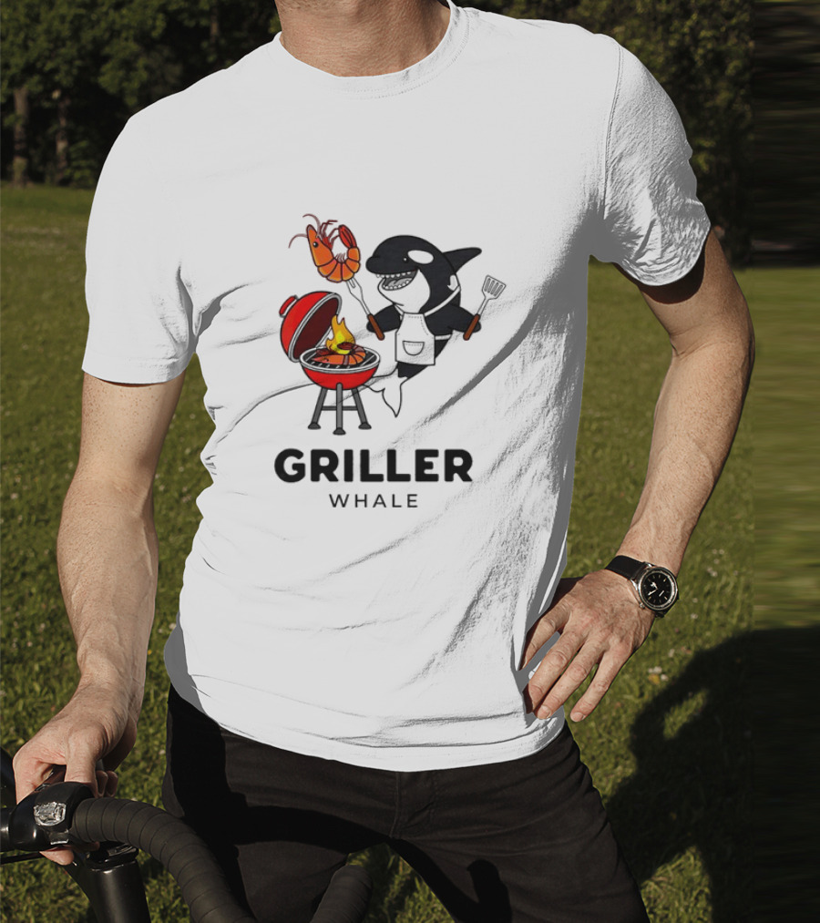 Griller Whale BBQ Cartoon Apron And Spatula With Lobster T-Shirt