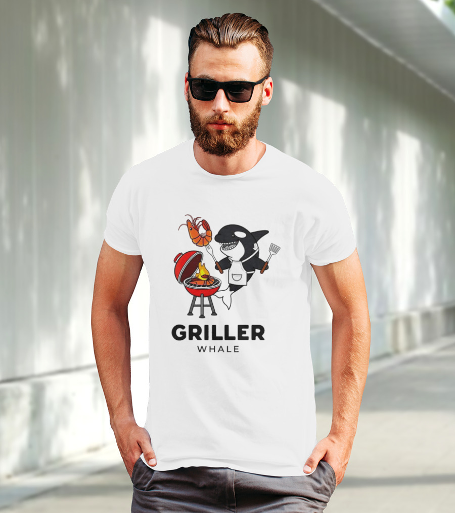 Griller Whale BBQ Cartoon Apron And Spatula With Lobster T-Shirt