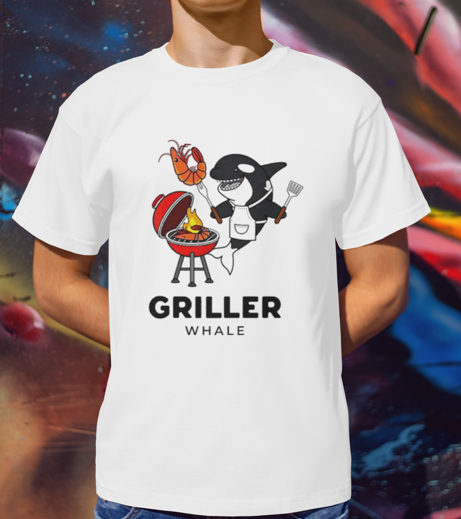 Griller Whale BBQ Cartoon Apron And Spatula With Lobster T-Shirt