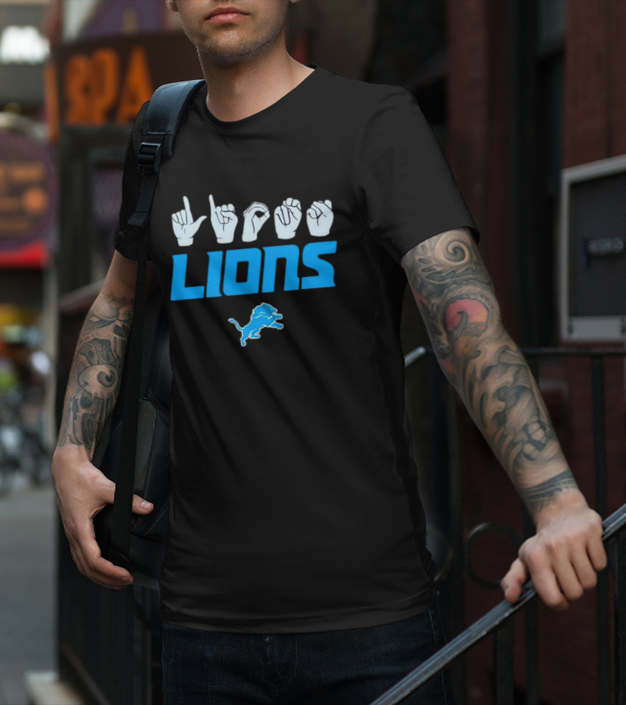 Lions Love Sign Gesture Football Emblem T-Shirt