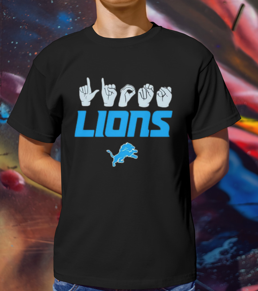 Lions Love Sign Gesture Football Emblem T-Shirt