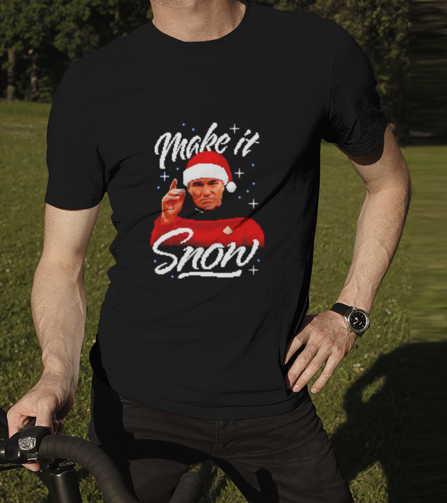 Make It Snow Christmas Jumper Santa Hat Commanding Gesture T-Shirt