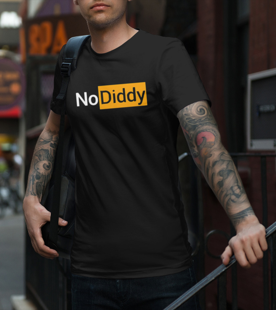 No Diddy Hub Funny P Diddy Parody No Diddy Text T-Shirt