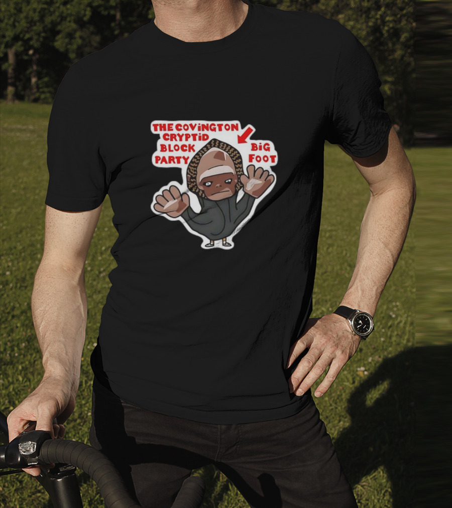 The Covington Cryptid Block Party Bigfoot Character T-Shirt