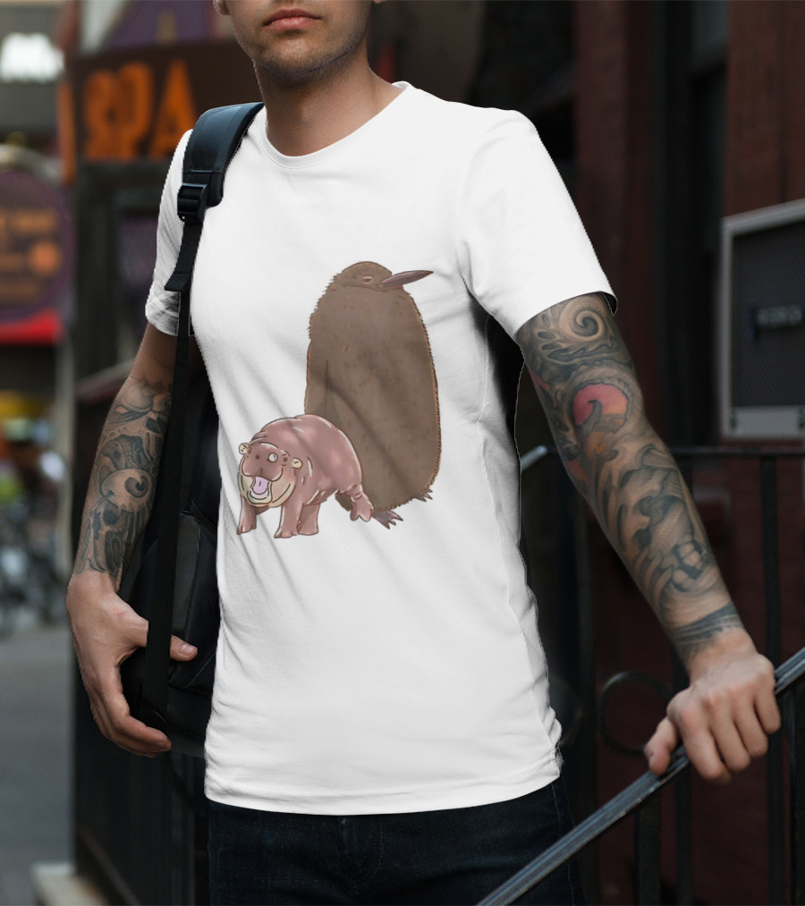 Best Friends Moo Deng Hippo And Pesto Penguin Playful Companions T-Shirt