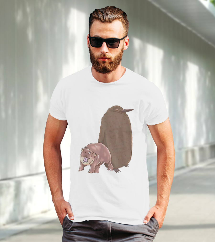 Best Friends Moo Deng Hippo And Pesto Penguin Playful Companions T-Shirt