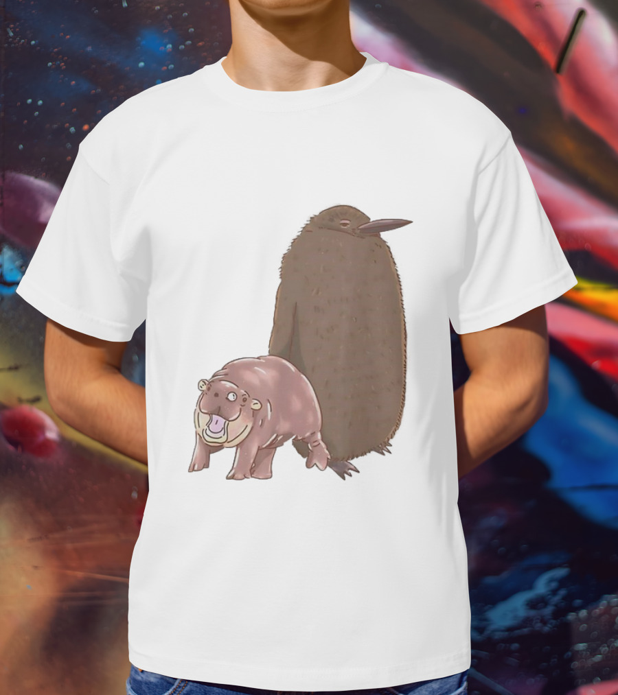 Best Friends Moo Deng Hippo And Pesto Penguin Playful Companions T-Shirt