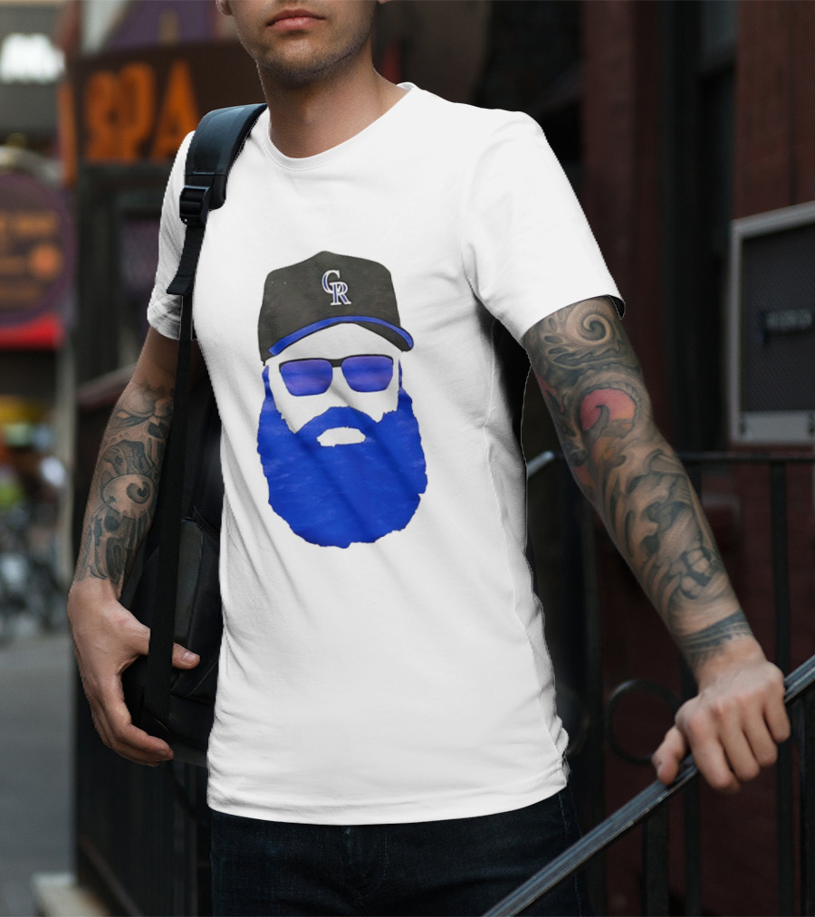 Charlie Blackmon Face Beard Sunglasses Colorado Rockies Baseball T-Shirt