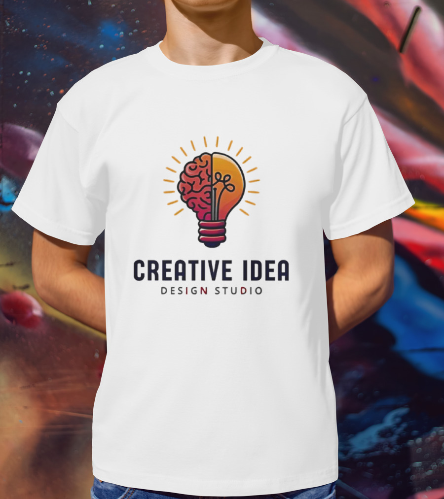Creative Idea Brain And Lightbulb Design Studio Concept T-Shirt