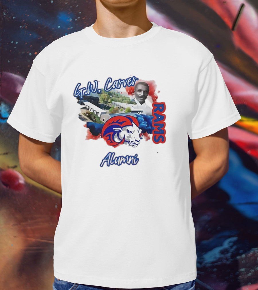 G.W. Carver RAMS Alumni With School Building And Historical Figure T-Shirt