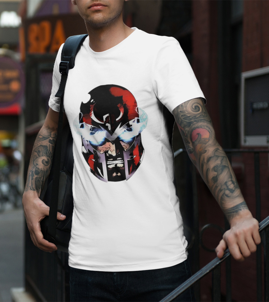 Rare Magneto Big Face Marvel Comic Villain Helmet Power T-Shirt