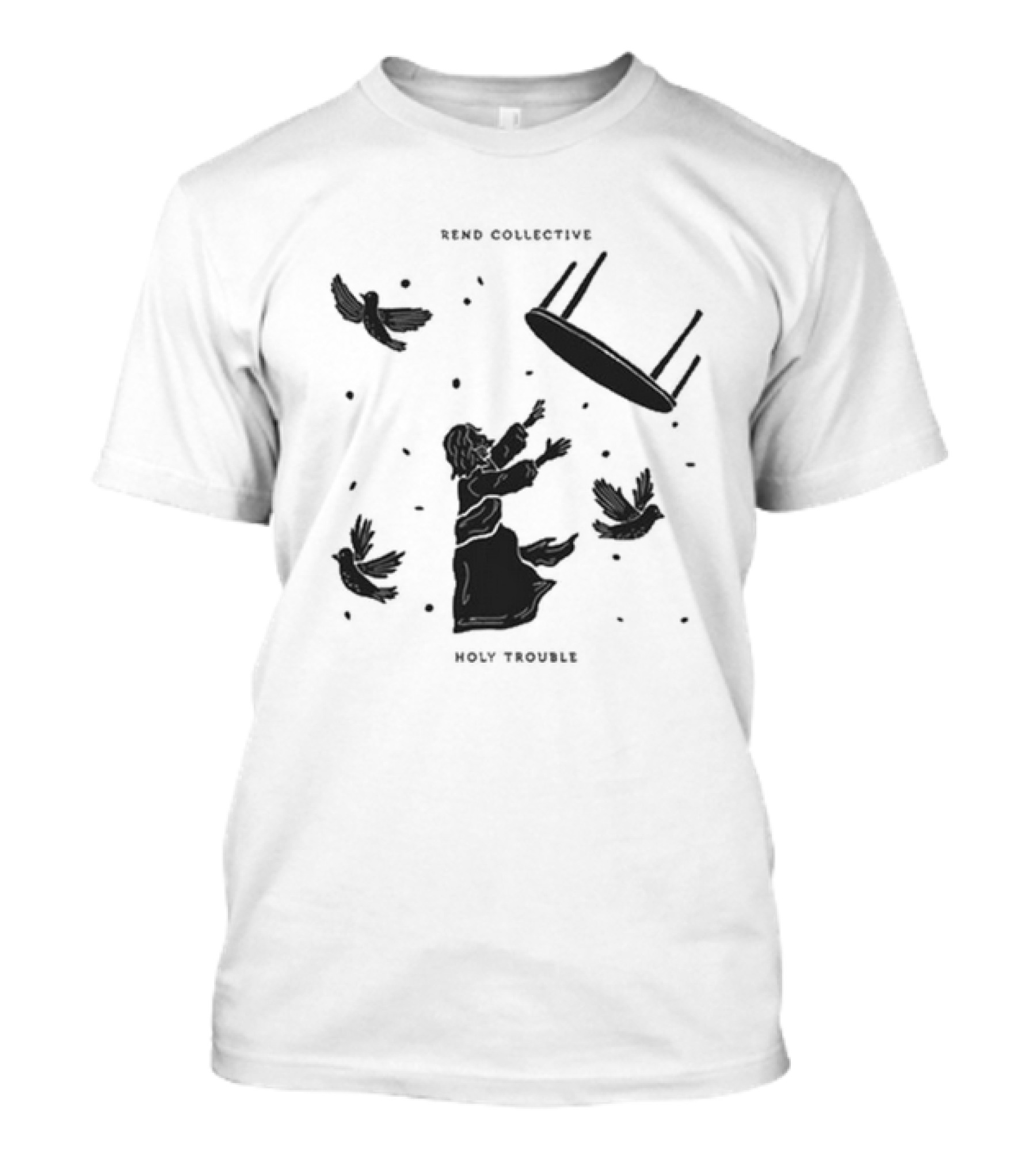 Rend Collective Holy Trouble Black Silhouette With Flying Table And Birds T-Shirt
