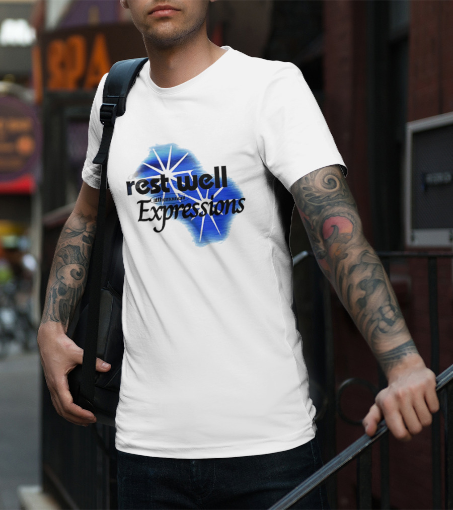 Rest Well Expressions At The Moment Retro Starburst Blue T-Shirt